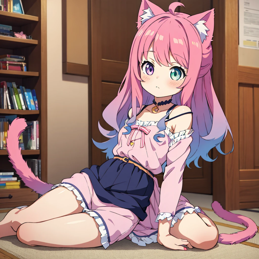 masterpiece, Top quality anime illustrations, Very detailed, A girl,Cat ears girl, Anime Change, Cat ears ****,Good Buster,whole body