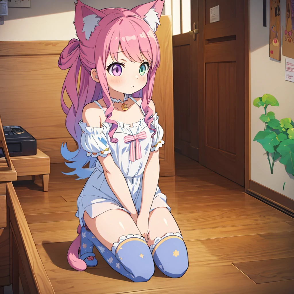 masterpiece, Top quality anime illustrations, Very detailed, A girl,Cat ears girl, Anime Change, Cat ears ****,Good Buster,whole body