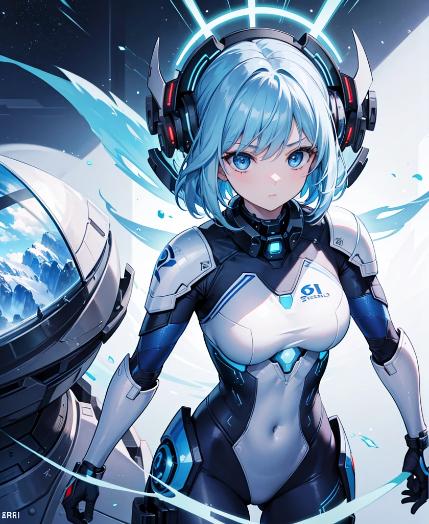 8K, Highest quality, (real:1.4), Original photo, 1 girl, Asari Hair, Biological Amplifier, refined armor, posture: Peace talks between warring factions, smart blue eyes,whole body