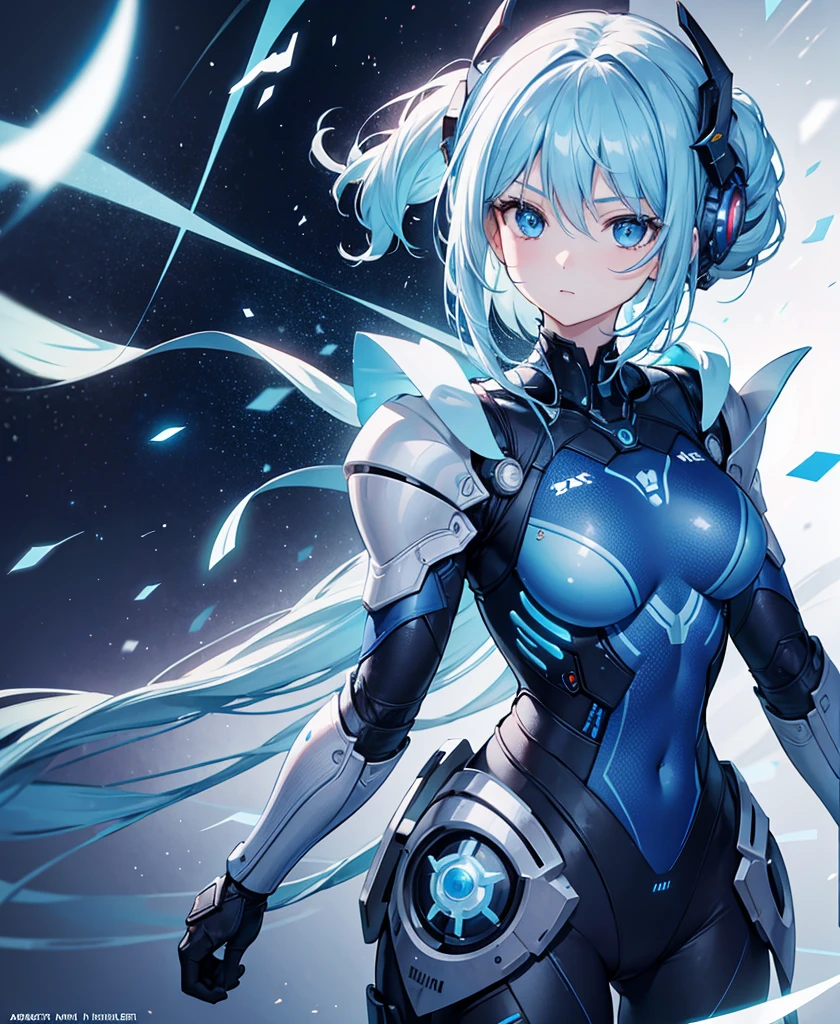 8K, Highest quality, (real:1.4), Original photo, 1 girl, Asari Hair, Biological Amplifier, refined armor, posture: Peace talks between warring factions, smart blue eyes,whole body