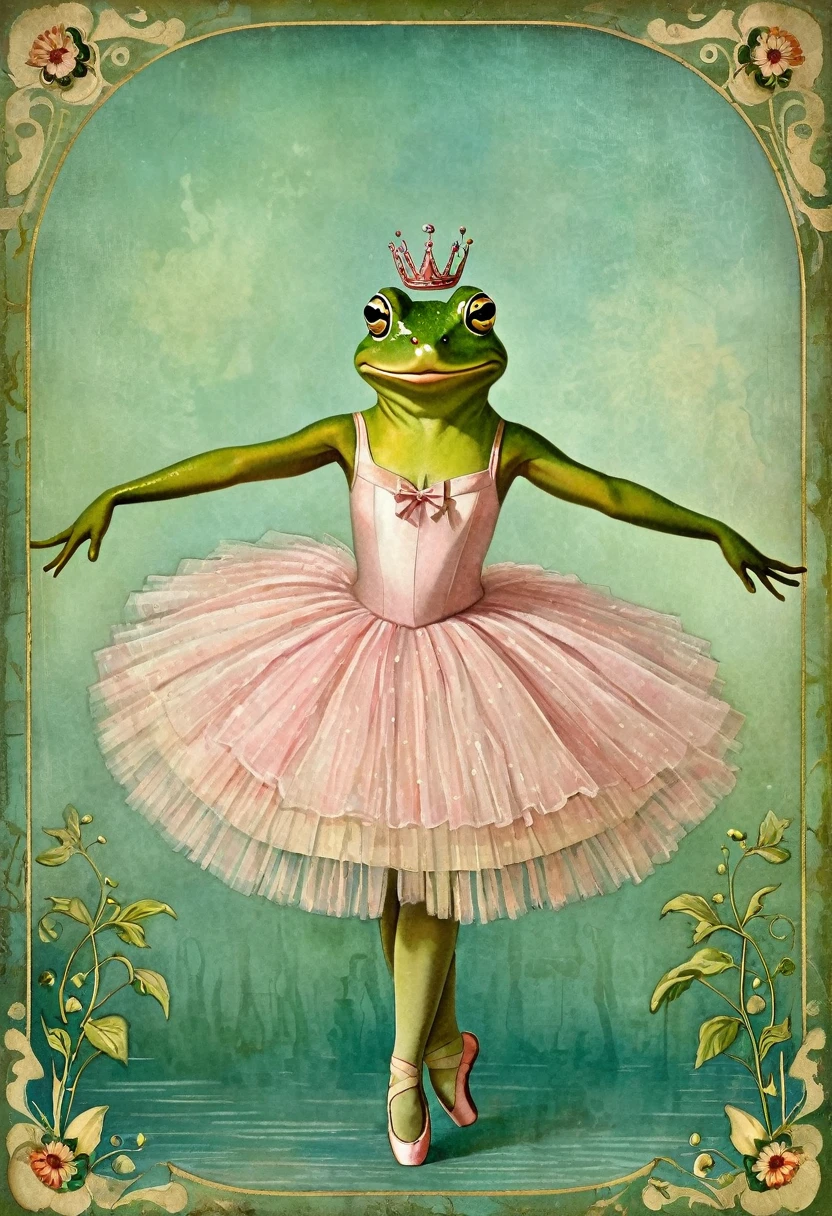Anna Silivonchik and Catrin Welz-Stein, Acting painting, A frog dressed as a ballerina
Old vintage card