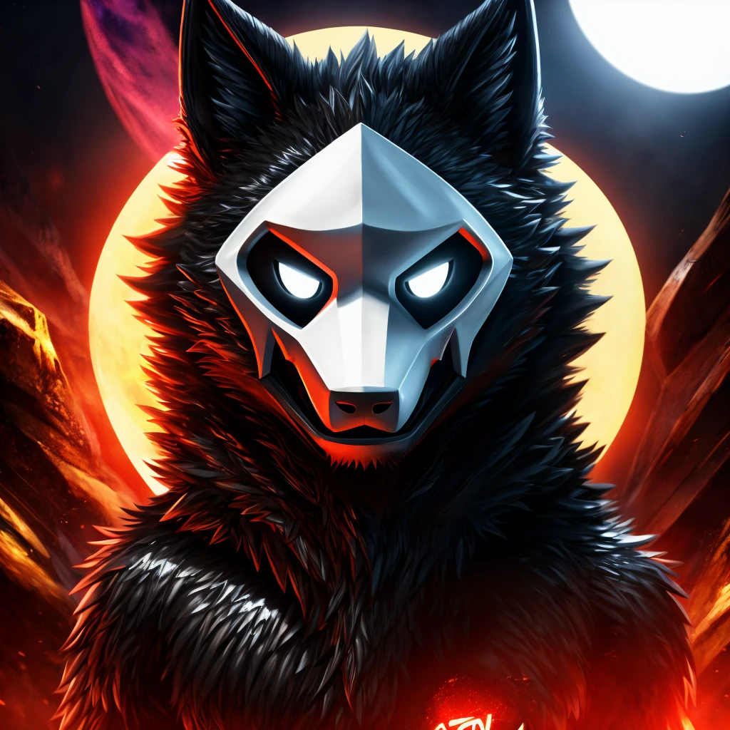 a puro changed game, furry, black, wolf, extremely detailed, 8k, hyper realistic, award winning digital art, cinematic lighting, vibrant colors, masterpiece, white mask, dark latex creatures