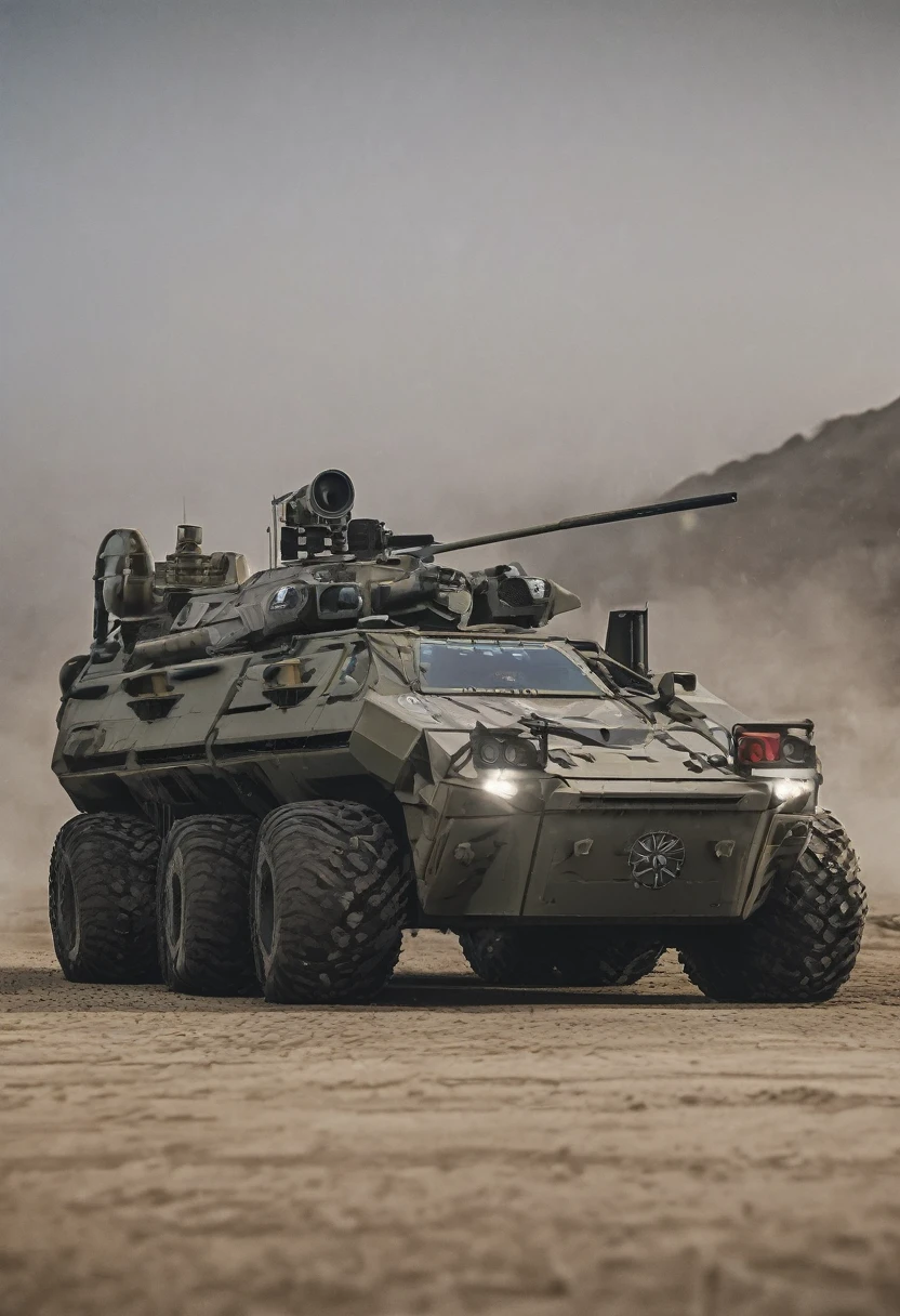 One Epic Cinematic shot of Futuristic Advanced Military Vehicle, extremely detailed, 8k UHD (masterpiece:1.2) (photorealistic:1.2) (best quality) (intricate) (8k) (HDR) (cinematic lighting) (sharp focus)
