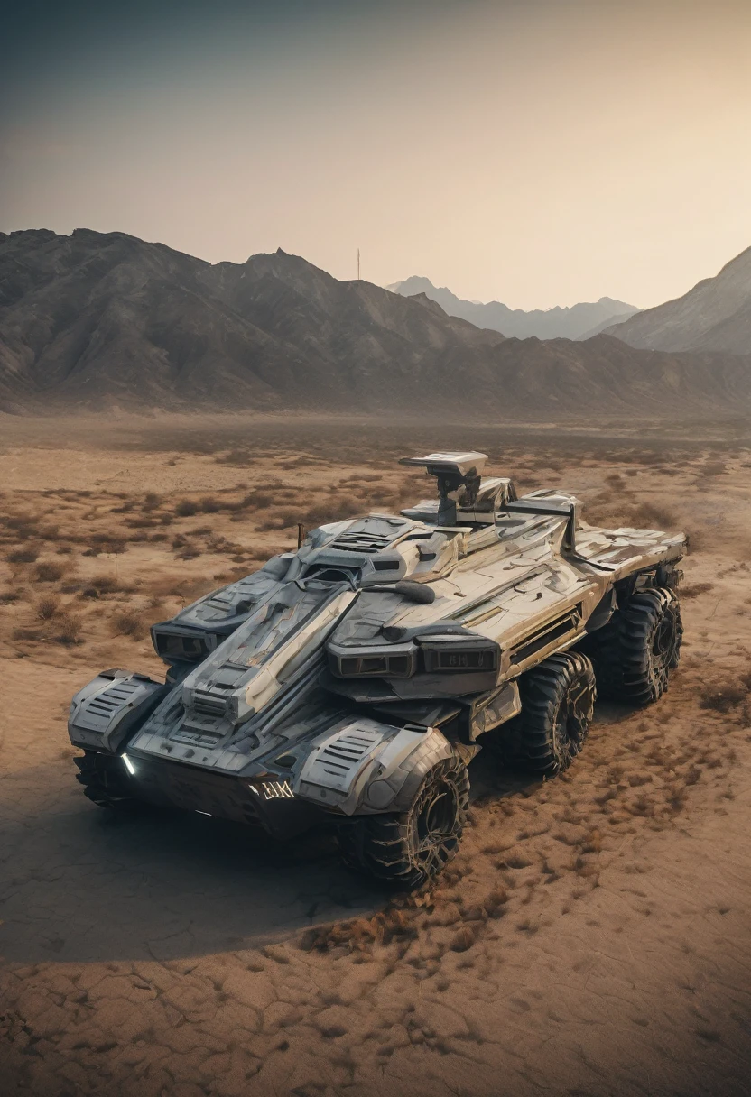 One Epic Cinematic shot of Futuristic Advanced Military Vehicle, extremely detailed, 8k UHD (masterpiece:1.2) (photorealistic:1.2) (best quality) (intricate) (8k) (HDR) (cinematic lighting) (sharp focus)