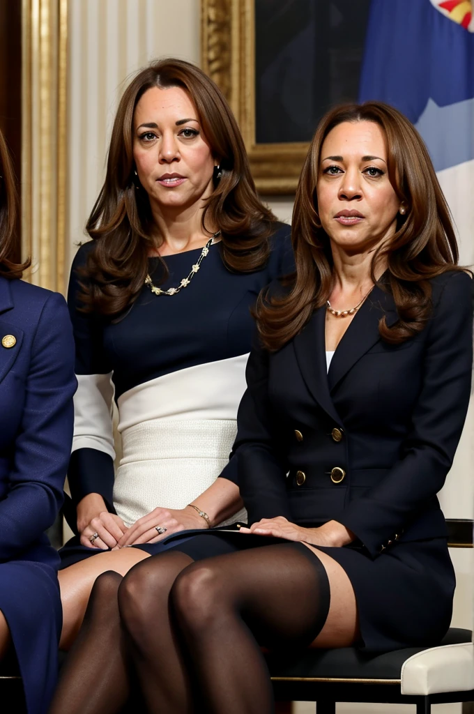 kate middleton and kamala harris in shiny black pantyhose