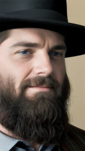 group of  Amish man focus on face