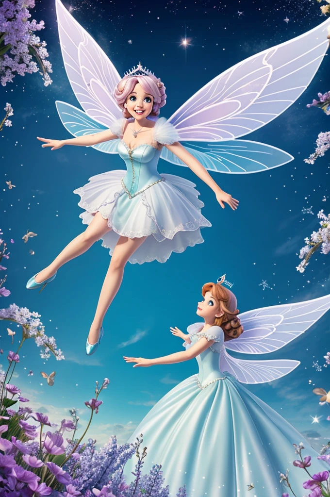Animated fairy godmother with wings
