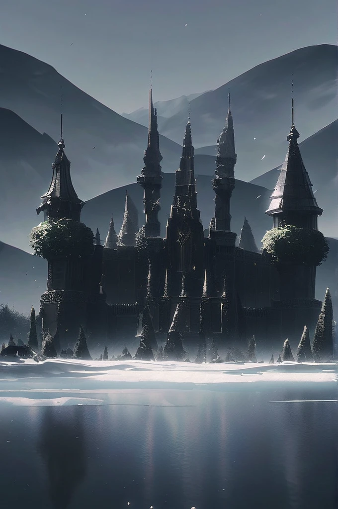 ((Лучшее качество)), ((шедевр)), (подробный), A black Gothic castle in the vicinity of Dracula
