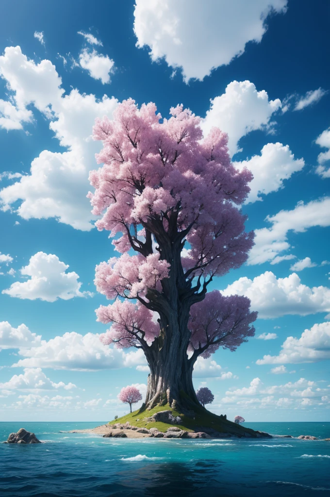 Surrealist scenario: Design a landscape that mixes impossible elements, like trees with eyes or clouds made of cotton candy.