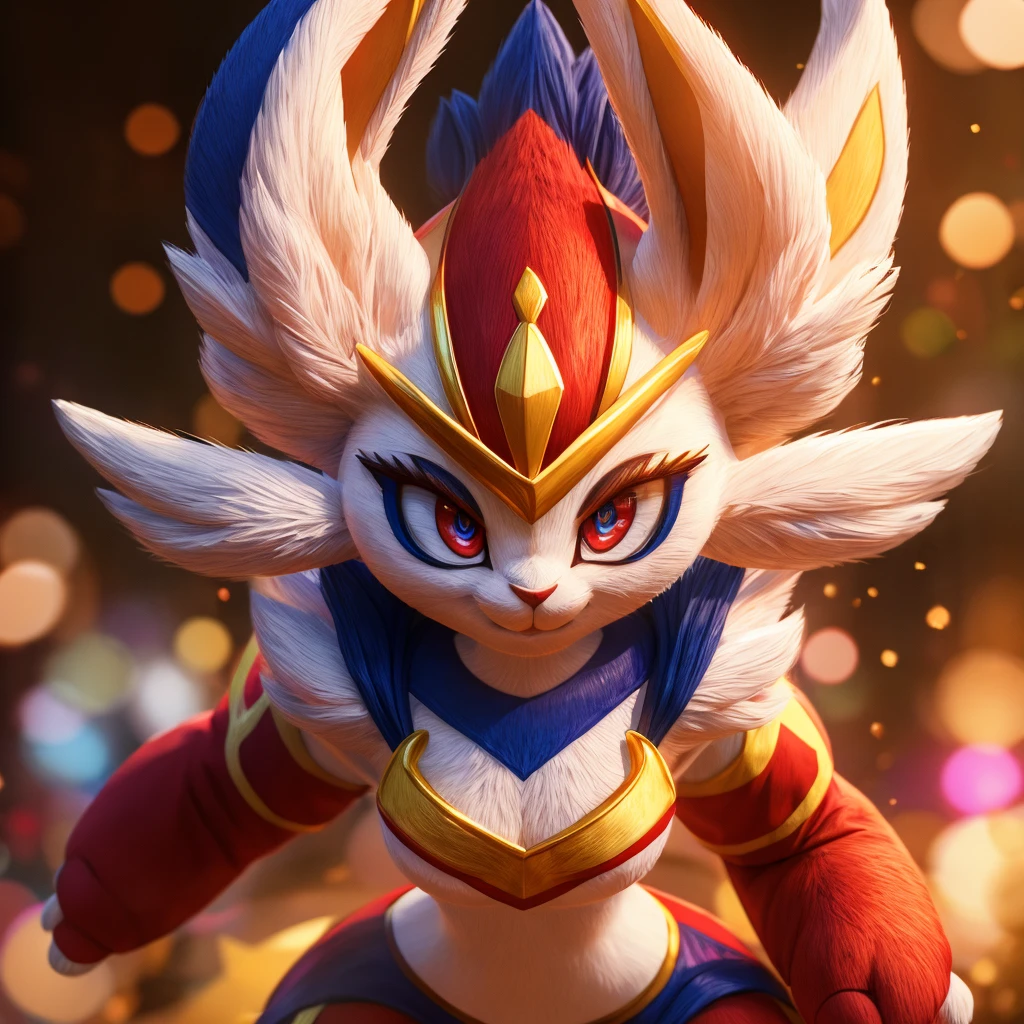 cinderace, rabbit, pokemon, 1girl, extremely detailed eyes and face, beautiful detailed lips, beautiful detailed eyes, long eyelashes, cute, adorable, anthro, dynamic pose, energetic, colorful, vibrant colors, 4k, 8k, highres, masterpiece, ultra-detailed, photorealistic, photo-realistic, vivid colors, studio lighting, professional, bokeh, live action