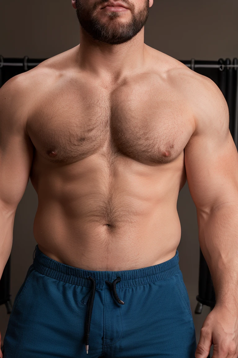 8KUHD HDR Very Extremely Realistic Very Detailed High Quality Create a professional studio-style Very Real photograph featuring a middle-aged daddy rugged muscle bears man , burly, very hairy, very beared big daddy muscle bear, and very realistic detailed rugged burly man and his husband in shorts. Very Realistic shorts, very realistic detailed shorts, very realistic hair, very realistic beards, very realistic thick chubby neck, very realistic neck lines, very realistic detailed neck, very realistic belly, very realistic burly chest, very realistic detailed hairy burly strong chest and arms, very realistic detailed hairy burly strong chest and arms, very realistic pecs, very realistic burly muscle bear body, very realistic nipples, very realistic burly muscle bear body, very realistic face, very realistic detailed face, very realistic eyes, very realistic detailed eyes, very realistic pupils, very realistic detailed pupils, very realistic nose, very realistic ears, very realistic facial features, very realistic burly arms, very realistic elbows, very realistic hands, very realistic pecs, very realistic belly, very realistic human man body, very realistic bellybutton, very realistic wrists, very realistic fingers, very realistic fingernails, very realistic shoulders, very realistic mouth, very realistic lips, very realistic detailed skin, very realistic skin, very realistic mens clothing, very realistic detailed mens clothing. Very Realistic Hairy Bearded Burly Muscle bear Photoshoot, A very realistic burly muscle bear man in a Gym, in a very realistic romantic and virile Gym scene. Very Realistic Intricately Detailed, Utilize all appropriate realistic lighting techniques for studio photography" very realistic detailed Gym surroundings, very realistic surroundings lighting, No Deformities, captured with a 85mm lens by a world famous photographer, Very Ultra Realistic and Very Realistic Photograph, Clear HDR Quality full with very realistic real details
