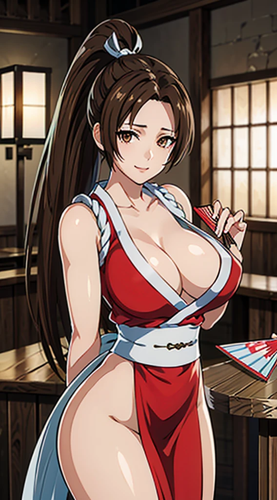 ((8K)), ((32k)), ((Highest quality)), ((masterpiece)), ((超High resolution)), ((Tmasterpiece)), (((head shot:1.6)))、((8K)), ((32k)), ((Highest quality)), ((masterpiece)), ((超High resolution)), Fine skin、女性1 person、pink sexy dresses、((Mai Shiranui:1.2)), Expose your shoulders、Brown Hair, Brown eyes, Long and high ponytail, hair band, 1 person、Captivating smile, 25 years old, Japanese Mature, beautiful指, beautiful長い脚, beautiful体, beautiful鼻, beautifulキャラクターデザイン, Perfect Eyes, Perfect Face, jewelry, hair ornaments, king of fighters,((Large Handheld Fan:1.6))、
(Tabletop, Highest qualityの, Highest quality, beautifully、beautiful: 1.2), Very detailed, More detailed,適切な体のProfessionalポーション,Tabletop,Ultra-high quality output images,High resolution,Intricate details,Very delicate and beautiful hair,Realistic photos,dream-like,Professionalの照明,Realistic Shadows,Focus Only,
(Big Breasts:1.2,) , フローティングスカートFine skinの質感, High quality fabric, High quality metallic texture、((Beautiful and dense face))、RAW Photos、Professional, Ultra-fine painting, ((alone)), beautiful胸、Highest quality, Very detailed, Very detailed詳細, Finer details, so beautiful,(Five Fingers, Four fingers and thumb),Concept Art, Anime fantasy artwork, Detailed fantasy art,8KHigh resolution, Detailed Art, 8 Slim legs, Defined, Defined fingers