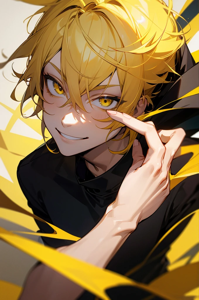 Splash screen, Swirling background, dynamic scene, 1boy, Boy little boy, Young mage, (face, wide-eyed:1.5), Elegant and gorgeous gold robe, magic, fantasy, (Yellow_Theme:1.2), Holy light, Light_Rays,blond hairbl,The background is brilliant,Green eyes