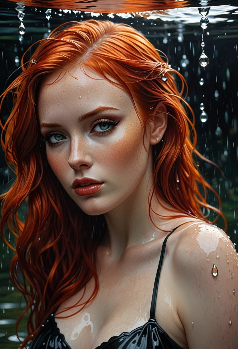 Scottish Girl. Red Hair. Erotic, sensual, surreal, cleavage. beautiful., 1Female. Full body shot of beautiful erotic seductive Fairy with enormous wings in ((New York City in the rain)). Perfect face. Highly detailed beautiful expressive eyes. (Long legs with (stockings:1.4)). (Perfect round breasts). Volumetric lighting, vibrant colors, abstract environment, cute, eyelashes, firm breasts, surreal, pretty girl, vivid colors, looking longingly, seductive, extreme pleasure, fantastic, gothic, glowing, rain, wet, stars, close up, fairy, wings, fairy wings, tribal body paint. 35mm photograph, film, bokeh, professional, highly detailed dynamic lighting, photorealistic, 8k, raw, rich, intricate details, key visual, vivid cool colors.