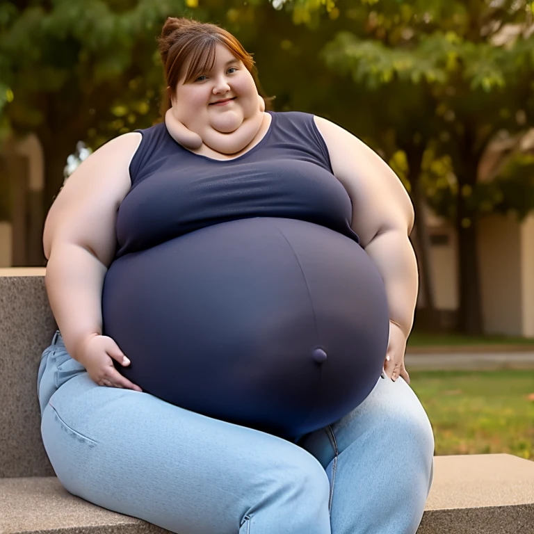 Extremely pregnant obese female sculptor