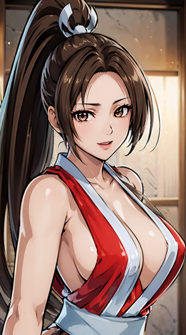((8K)), ((32k)), ((Highest quality)), ((masterpiece)), ((超High resolution)), ((Tmasterpiece)), (((head shot:1.6)))、((8K)), ((32k)), ((Highest quality)), ((masterpiece)), ((超High resolution)), Fine skin、女性1 person、pink sexy dresses、((Mai Shiranui:1.2)), Expose your shoulders、Brown Hair, Brown eyes, Long and high ponytail, hair band, 1 person、Captivating smile, 25 years old, Japanese Mature, beautiful指, beautiful長い脚, beautiful体, beautiful鼻, beautifulキャラクターデザイン, Perfect Eyes, Perfect Face, jewelry, hair ornaments, king of fighters,((Large Handheld Fan:1.6))、
(Tabletop, Highest qualityの, Highest quality, beautifully、beautiful: 1.2), Very detailed, More detailed,適切な体のProfessionalポーション,Tabletop,Ultra-high quality output images,High resolution,Intricate details,Very delicate and beautiful hair,Realistic photos,dream-like,Professionalの照明,Realistic Shadows,Focus Only,
(Big Breasts:1.2,) , フローティングスカートFine skinの質感, High quality fabric, High quality metallic texture、((Beautiful and dense face))、RAW Photos、Professional, Ultra-fine painting, ((alone)), beautiful胸、Highest quality, Very detailed, Very detailed詳細, Finer details, so beautiful,(Five Fingers, Four fingers and thumb),Concept Art, Anime fantasy artwork, Detailed fantasy art,8KHigh resolution, Detailed Art, 8 Slim legs, Defined, Defined fingers