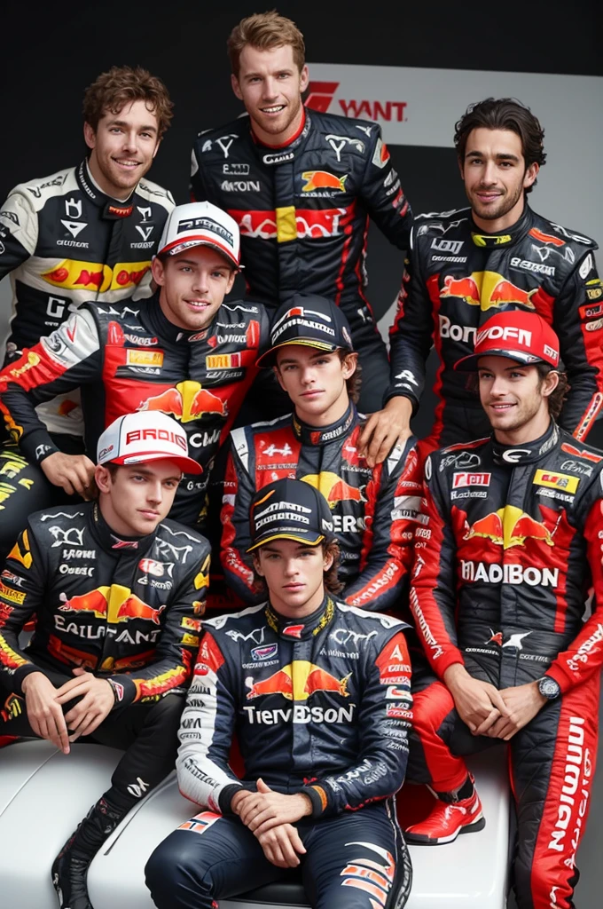 a formula 1 post with Sebastian vettel, ayrton senna, Hamilton, max verstappen e alonso