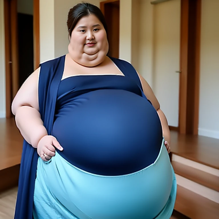 Extremely pregnant obese female tailor