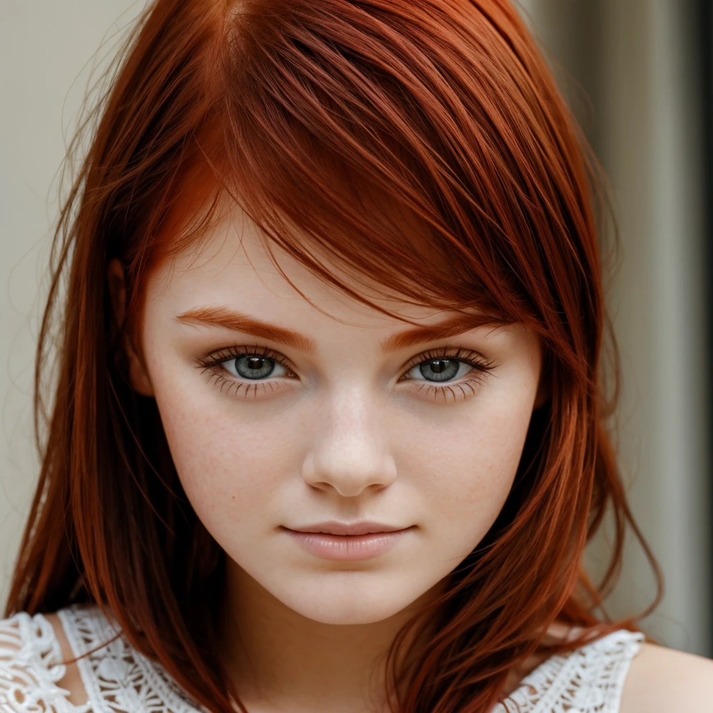 close-up image of a 20-year-old redhead girl's face