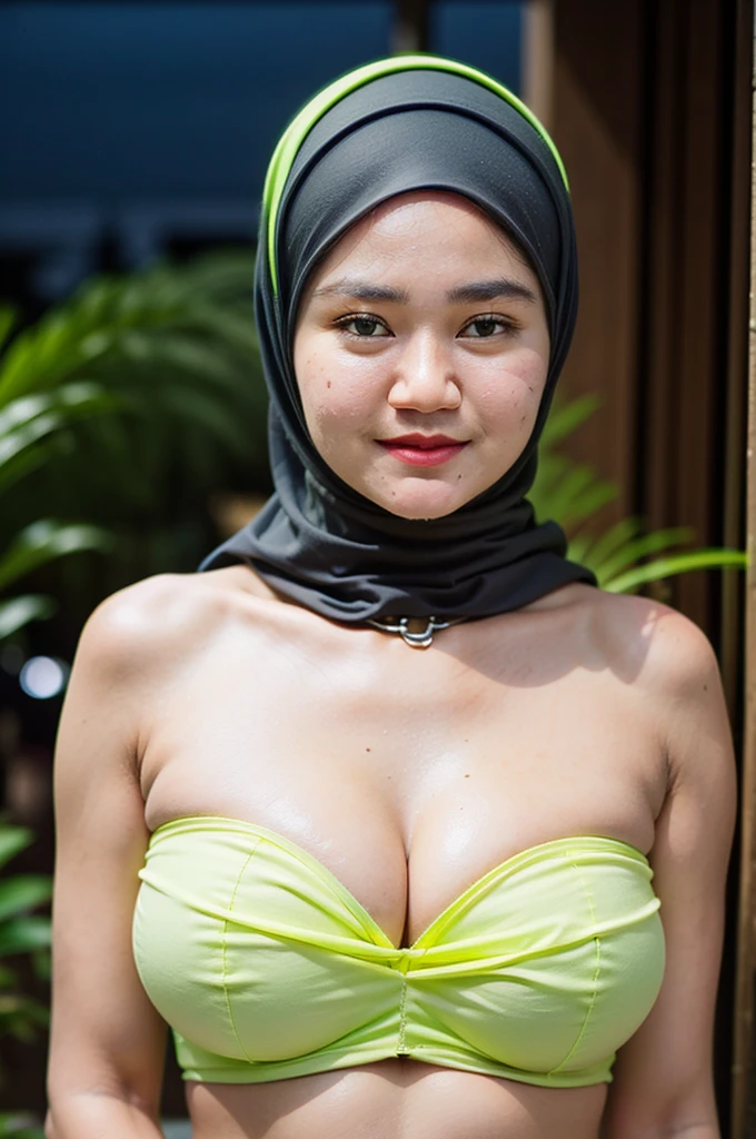 ((Saggy tits:1.5)), ((Gigantic tits:1.7)), (from behind up) seductive pose, ((Thin:2.1)), (Happy smile), (((HIJAB MALAY GIRL))), masutepiece, High quality, UHD 32K, Realistic face, Realistic skin feeling , A Japanese Lady, 58 years old matured lady, (((FLAT CHEST))), (Night time at forest), ((look In front  at the camera and SADNESS)), (((GREEN FLUORESCENT & GREEN FLUORESCENT))), ((GREEN FLUORESCENT LIPS)), ((Floral Pattern)), ((wearing strapless top)), dark night background , black forest night, horror scary place,