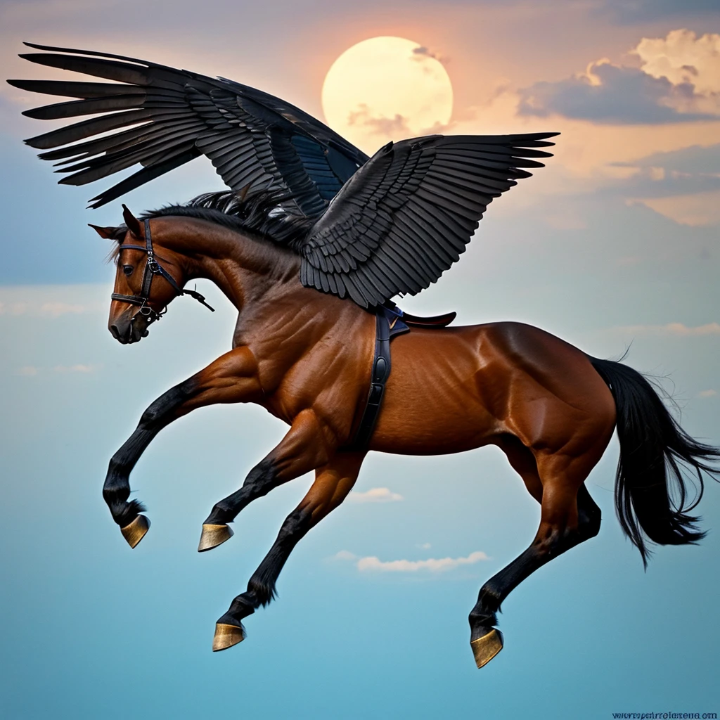 Flying horse with wings