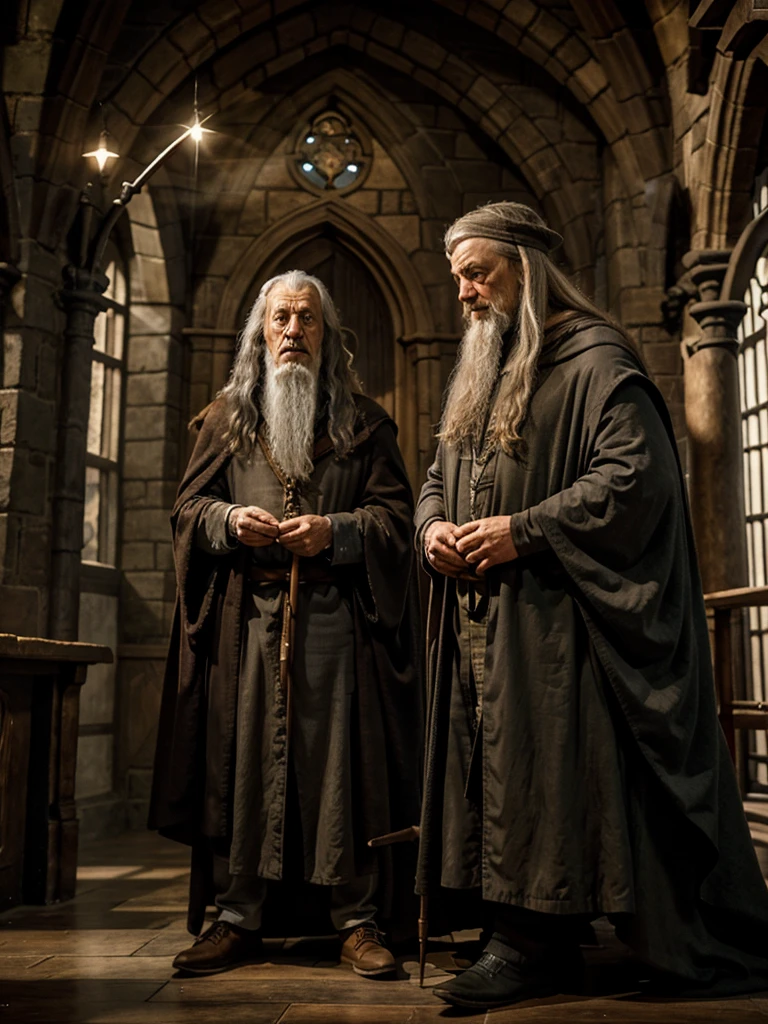 Harry Potter facing Gandalf