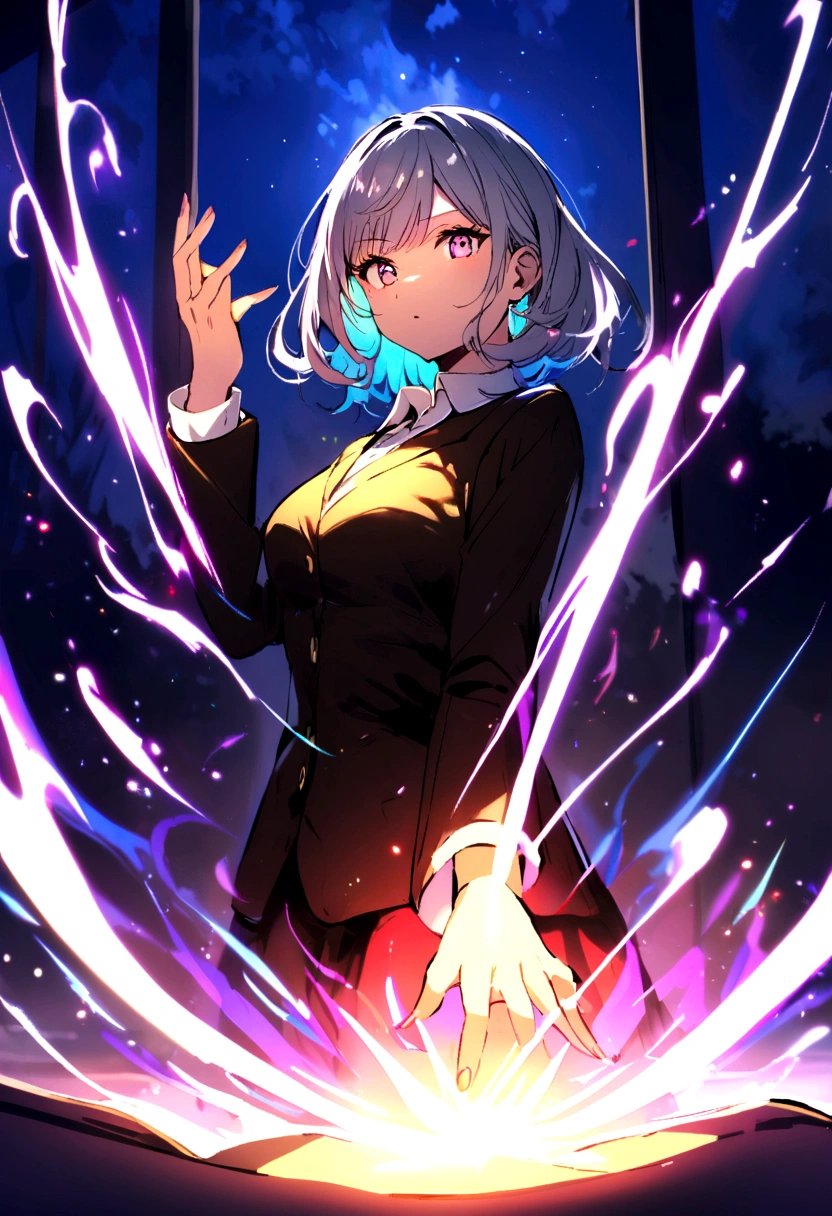 A beautiful teacher giving classes in a classroom
