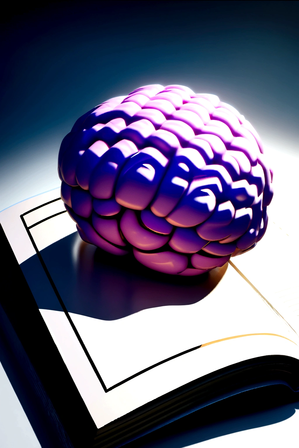 Cute purple brain 3d animation study book
