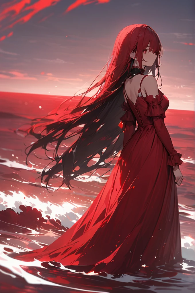 ((Best quality)), ((masterpiece)), (detailed), The red ocean