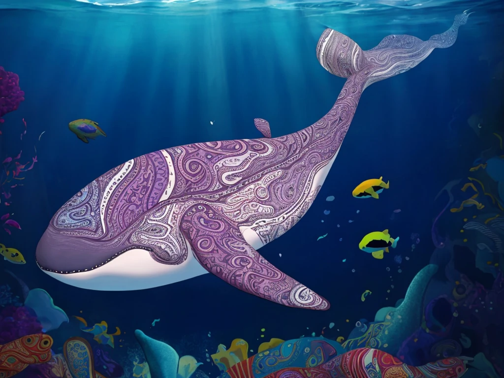 colorful paisley whale