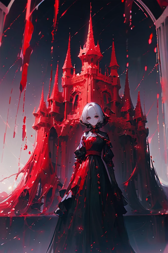 ((Лучшее качество)), ((шедевр)), (подробный), Gothic castle in red liquid
