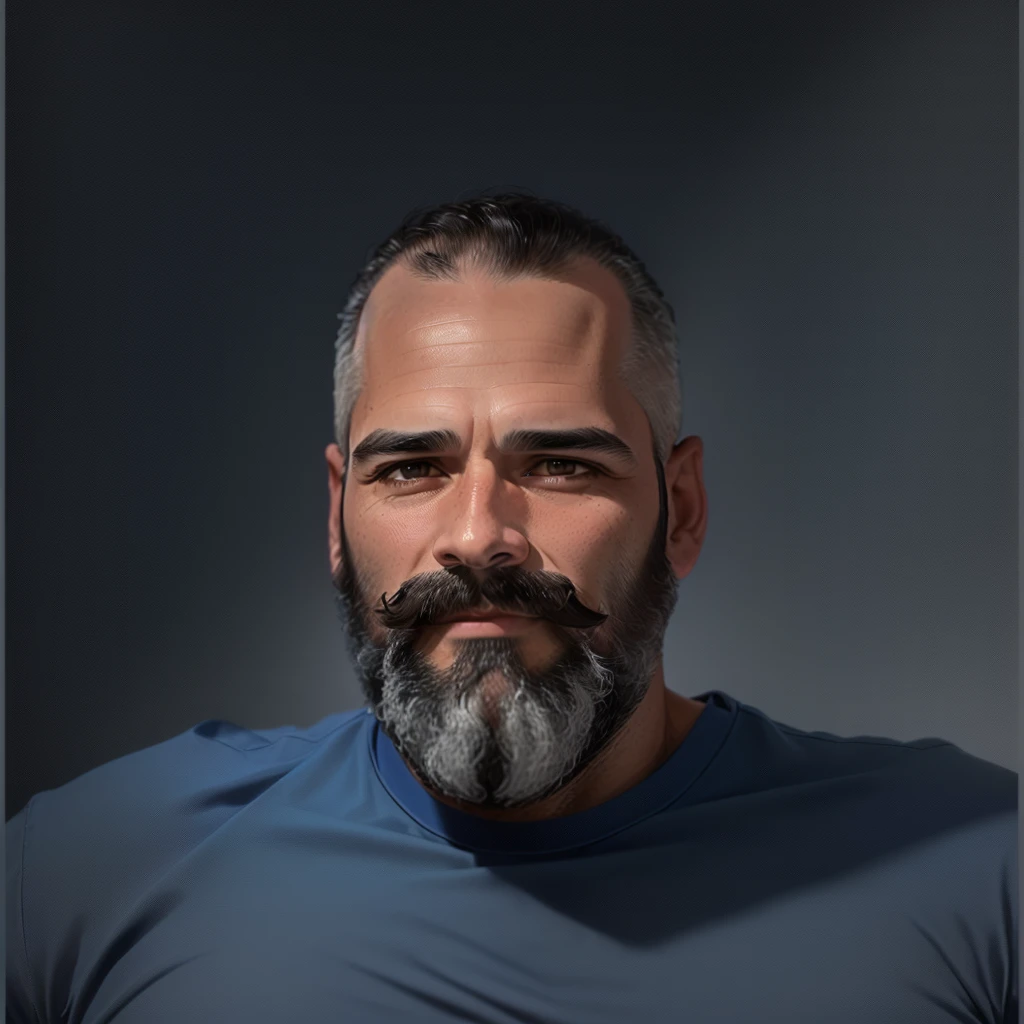 Man with beard and mustache in blue shirt, profile image, profile image, profile imageture, profile pic, 45 years old men, headshot profile imageture, uploaded, 8k selfie photograph, avatar image, about 3 5 years old, professional profile imageture, 4 0 years old man, (age 38), frontal image, david rios ferreira