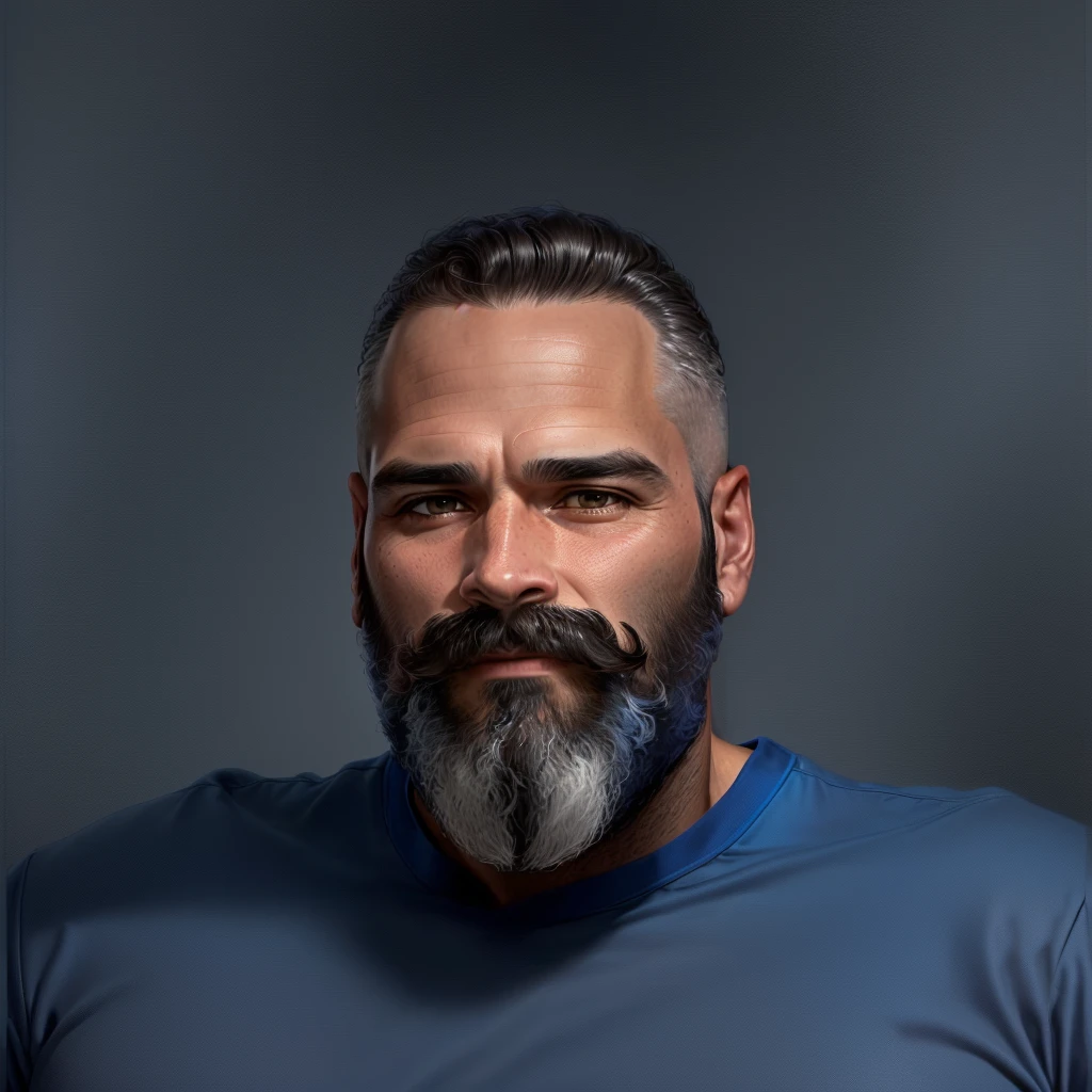 Man with beard and mustache in blue shirt, profile image, profile image, profile imageture, profile pic, 45 years old men, headshot profile imageture, uploaded, 8k selfie photograph, avatar image, about 3 5 years old, professional profile imageture, 4 0 years old man, (age 38), frontal image, david rios ferreira