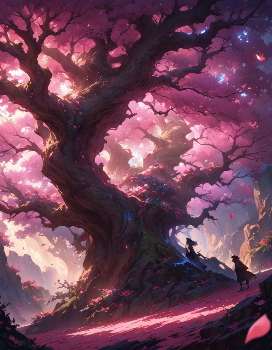 masterpiece, Best quality, (чрезвычайно подробные обои CG Unity 8k), (Best quality), (best illustration), (best shadow), absurdity, realistic lighting, (abyss), beautiful detailed glow, painter Peter Morbacher,Cherry tree, cherry petals