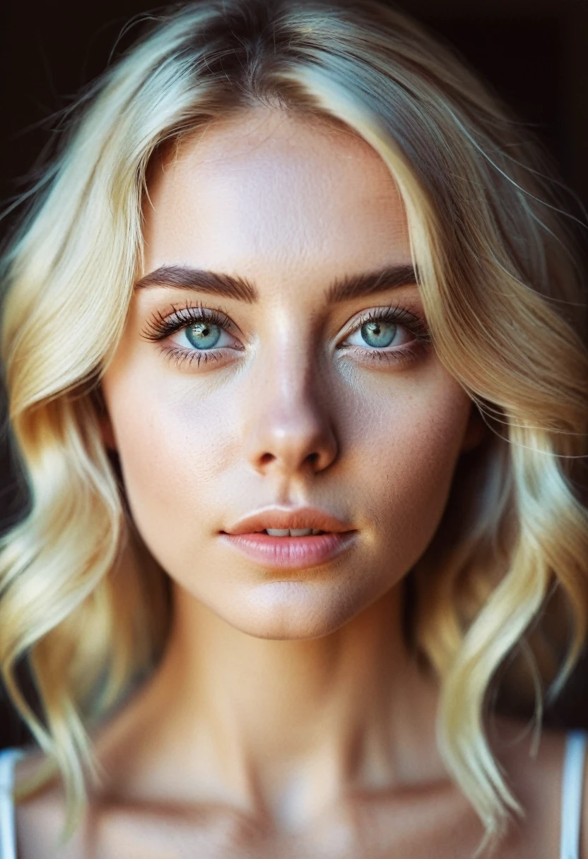 instagram photo, portrait photo of 26 y.o blonde woman, perfect detailed eyes, natural skin, hard shadows, film grain