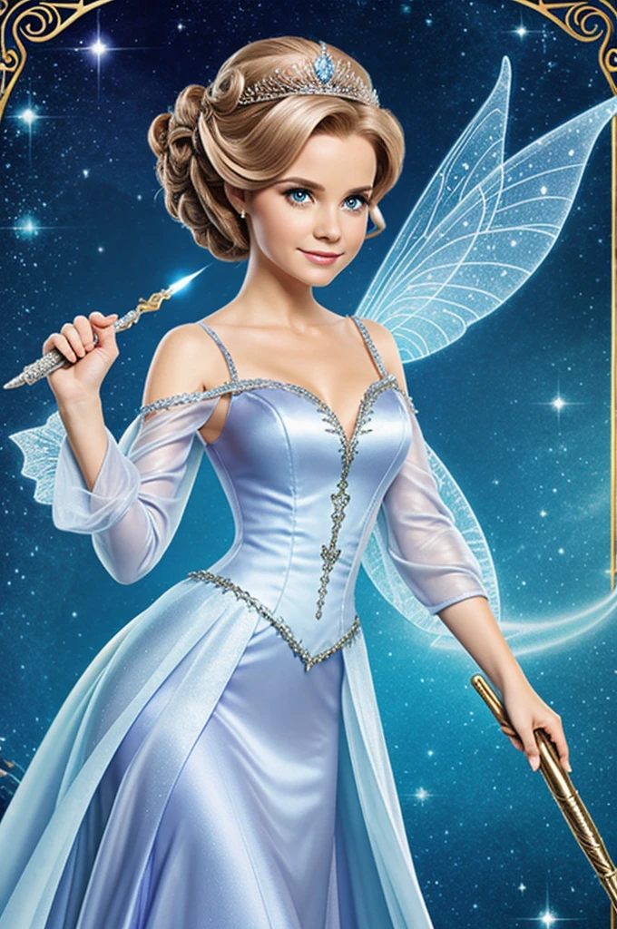 Fairy godmother with a magic wand that looks real and looks more human
