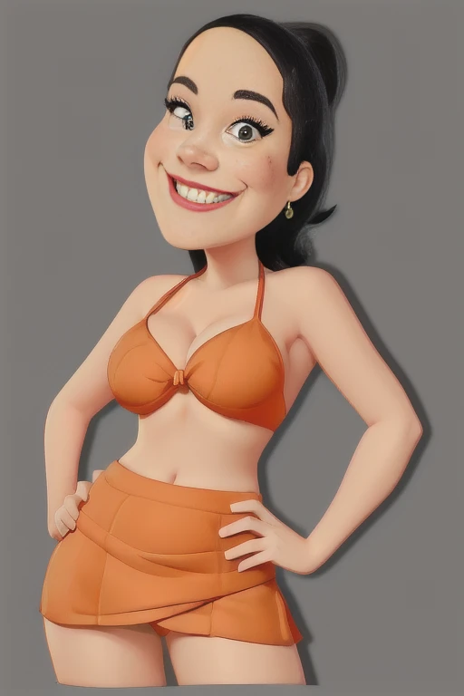 drawing of a woman in a bikini and skirt with a smile, cartoon digital art, in cartoon style, cartoon artstyle, cartoon digital painting, chin, digital art cartoon, cartoon style illustration, cartoon illustration , Cartoon character, cartoon portrait, caricature illustration, chin from portal, cartoon style, cartoon art, realistic cartoon, highly detailed cartoon, cartoon art style, 8k