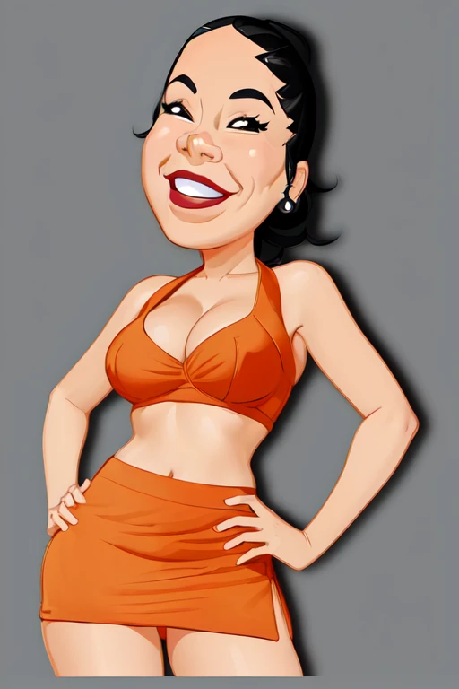 drawing of a woman in a bikini and skirt with a smile, cartoon digital art, in cartoon style, cartoon artstyle, cartoon digital painting, chin, digital art cartoon, cartoon style illustration, cartoon illustration , Cartoon character, cartoon portrait, caricature illustration, chin from portal, cartoon style, cartoon art, realistic cartoon, highly detailed cartoon, cartoon art style, 8k