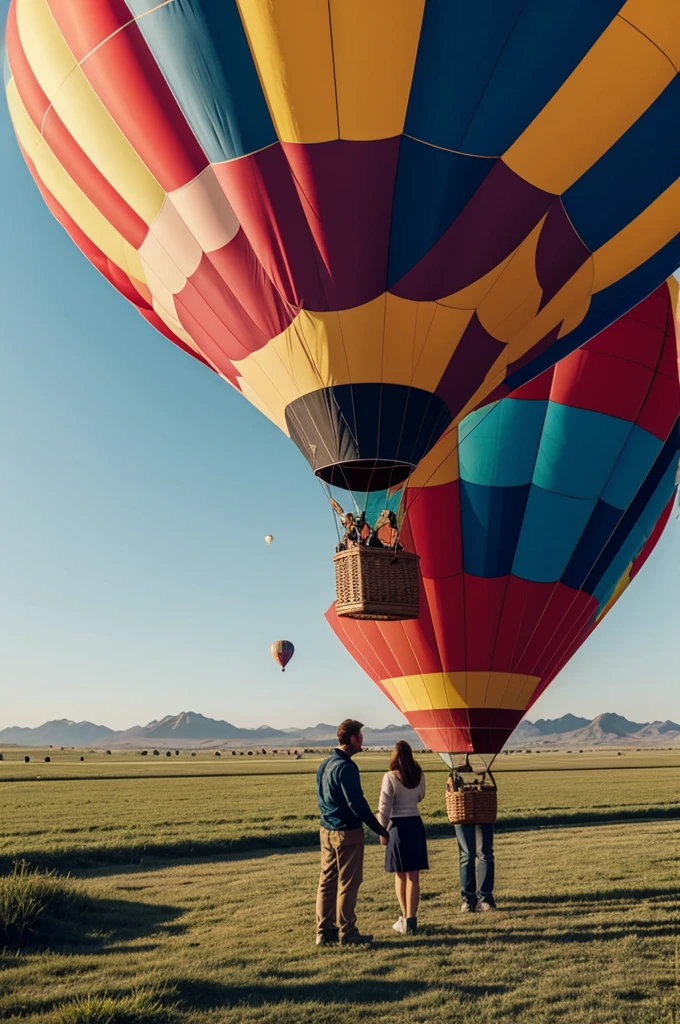 Have two people inside a hot air balloon
