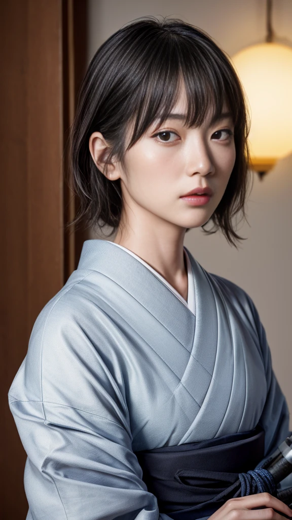 Japanese clothing、Hakama、samurai、((Japanese sword))、samurai、(((Moonlit Night)))、((SakuraFubuki))、Very beautiful woman、Slender women、(Detailed face)、Realistic skin、((Delicate photo))，(Girl Masterpiece RAW Photo Details:1.25), (Highest quality:1.6), (Ultra-high resolution:1.5), (Realistic:1.75), 8K resolution, Canon EOS R5, 50mm, Absurd, Ultra-detailed,Cinema Lighting、
