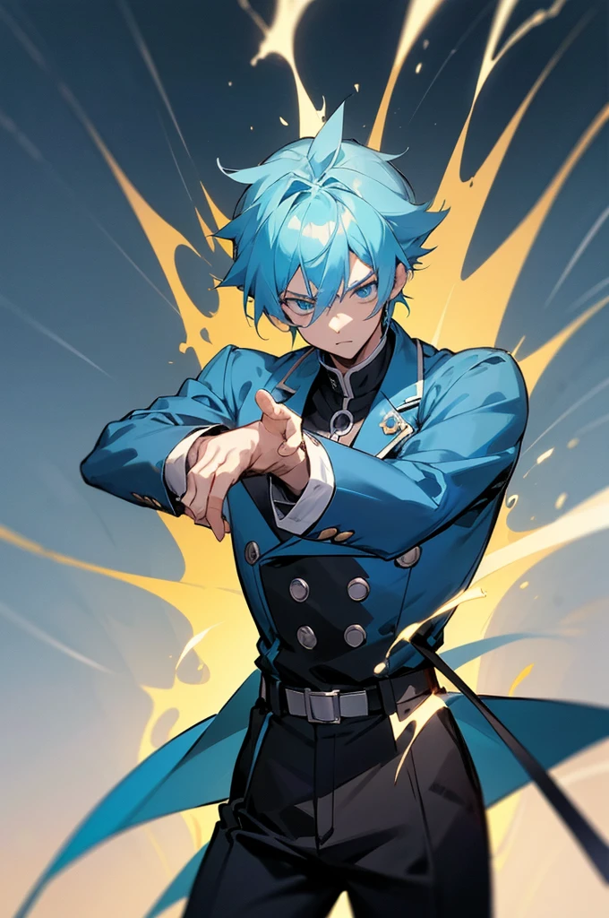Anime – style image of a man in a blue jacket and black pants, kawacy, tall anime man with blue eyes, young anime man, anime style 4 k, Anime art wallpaper 8k, digital anime illustration, handsome guy in demon slayer art, Handsome Anime Pose, Trending on ArtStation pixiv, badass anime 8 K, Anime Boy, anime art wallpaper 4k