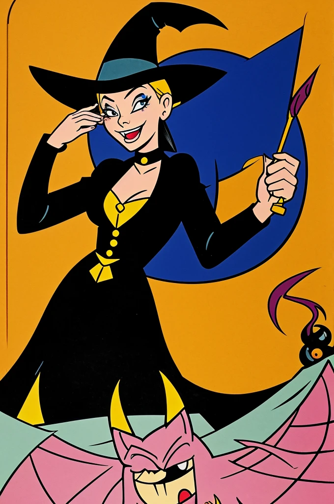 Cartoon evil witch doing a spell