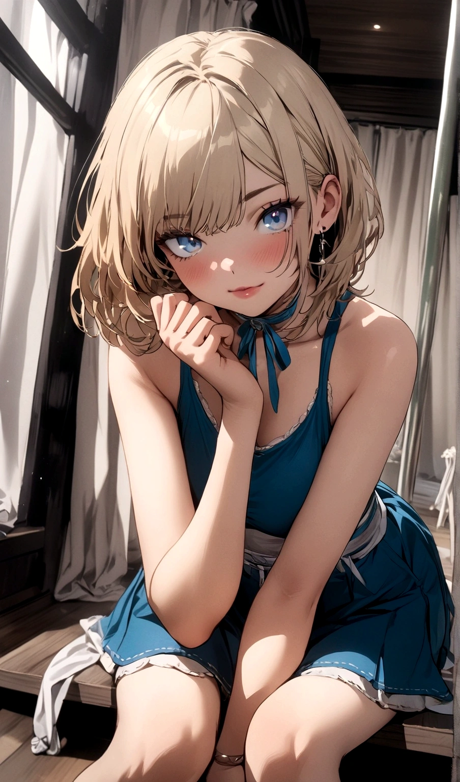 (masterpiece), 1girl, pale skin, blonde hair, short hair, blue eyes,