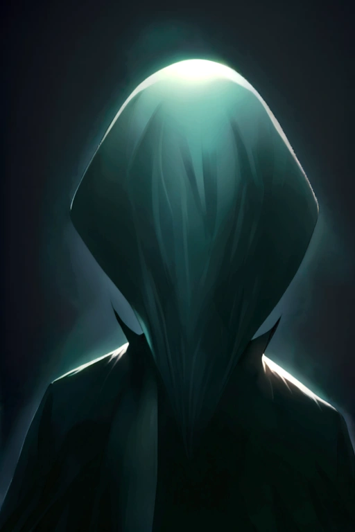 A man with dark clothes, including a hood that covers a large part of his face, leaving only his eyes showing. He exudes an aura of mystery, with a penetrating gaze that suggests he knows more than he lets on.