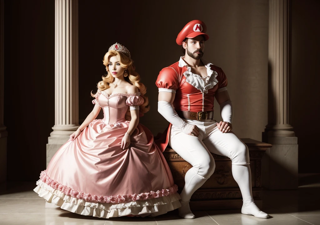 digital art mario and princess peach in michelangelo style