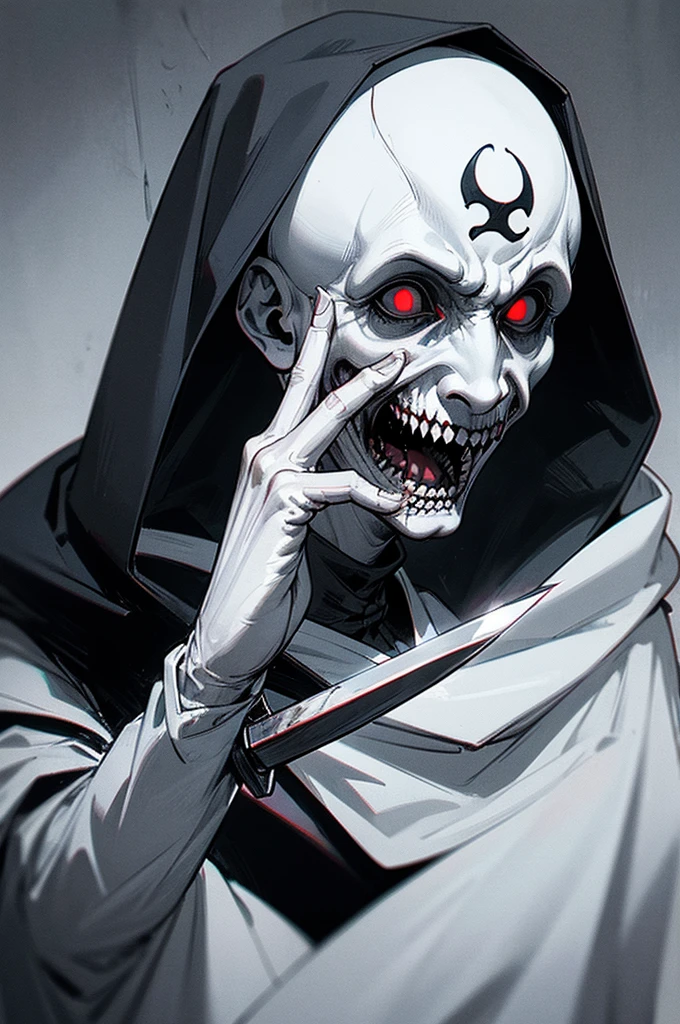 a person in a hood holding a knife, ghostface, horror movie slasher, scary style, slasher smile, scream, mood scary, horror style, horror element, slasher, horror sccene, selfie of a man, discord profile picture, scary ghost, photorealistic horror, scare, hyper realism scary, realistic horror, horror art, horror face, scary art
