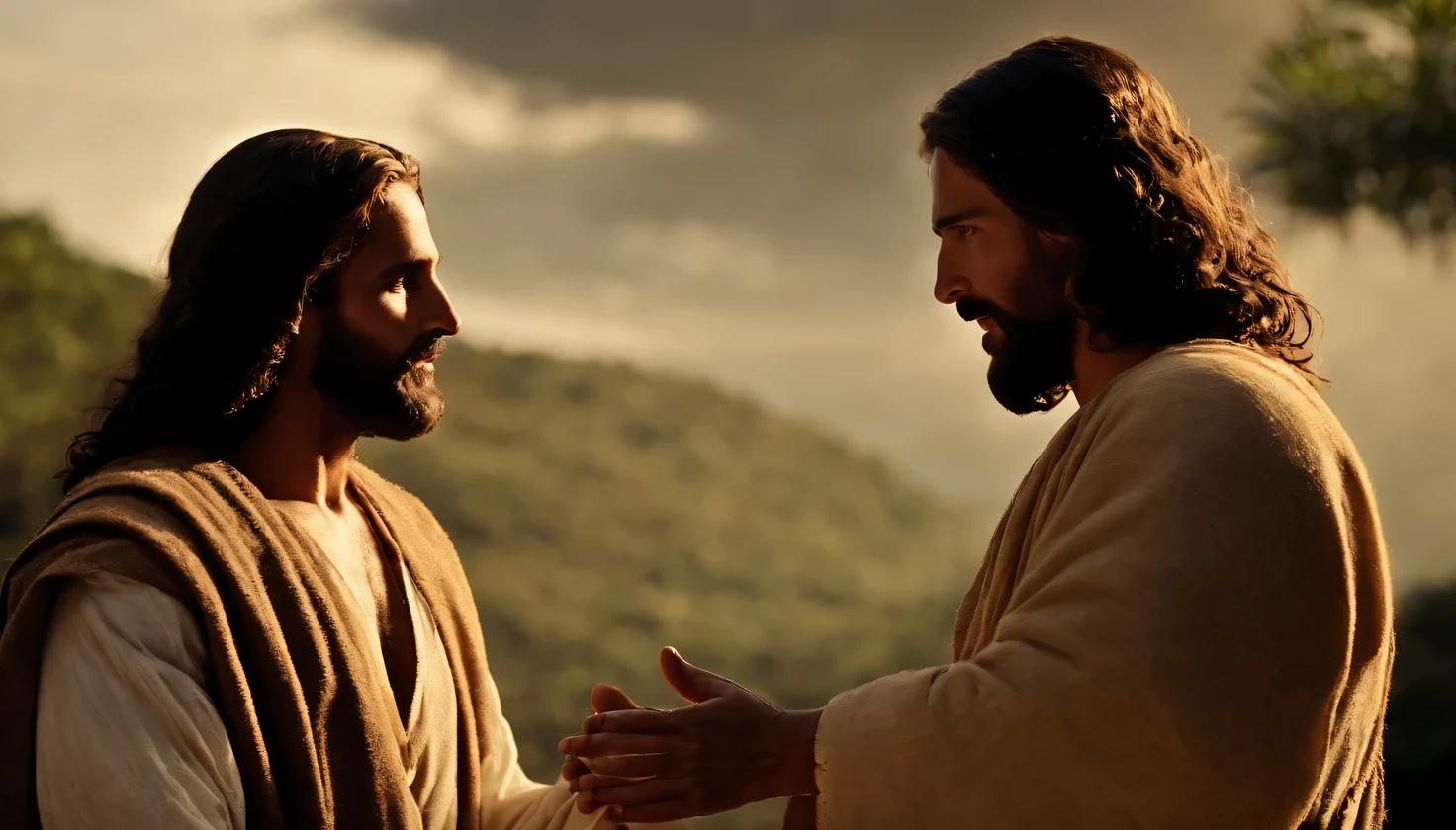 Jesus Christ talking with a teacher of the law.
