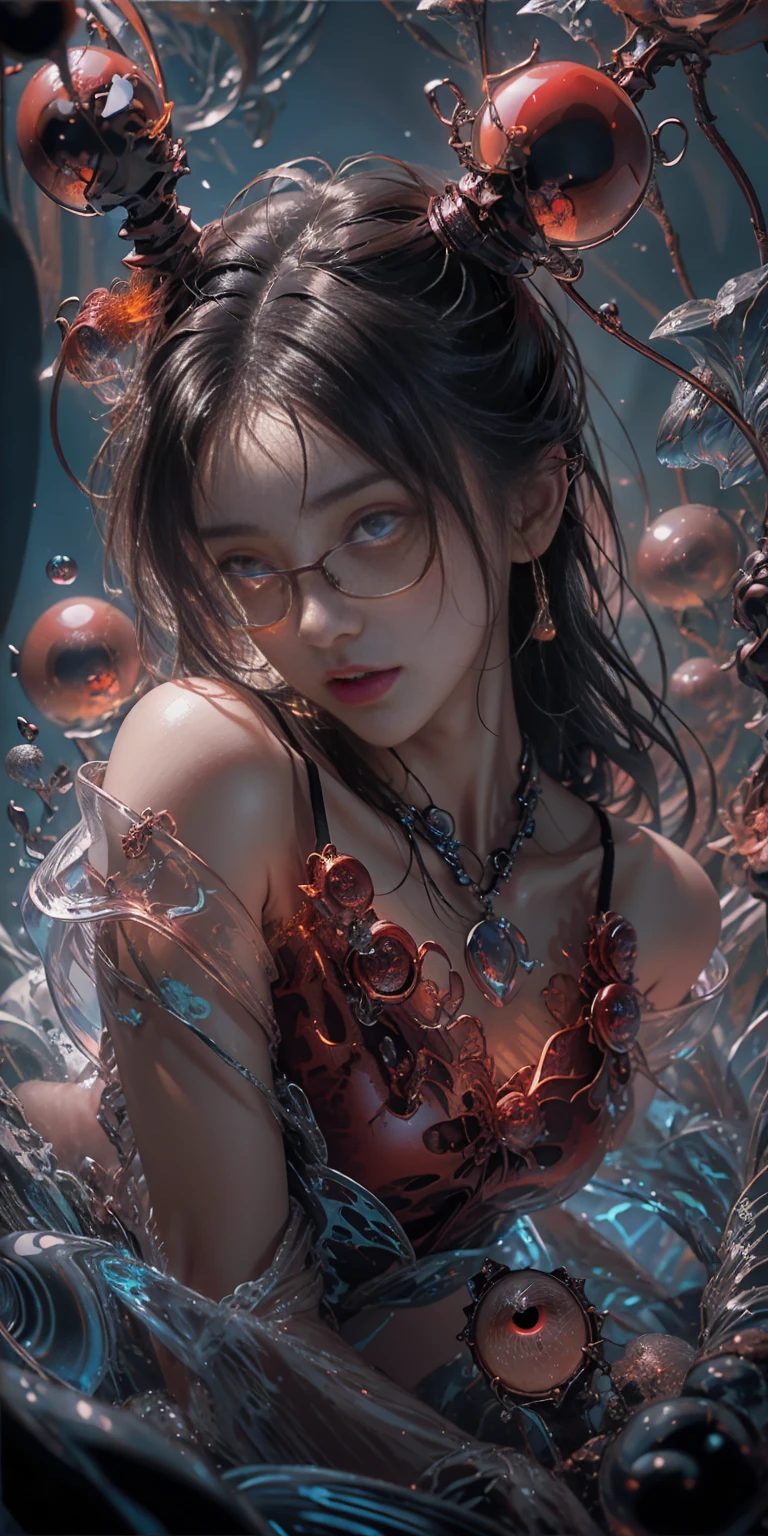 (The best illustrations)、realisitic、ultra-detailliert、The best lighting、Best Shadows、alluring succubus, ethereal beauty, perched on a cloud, (fantasy illustration:1.3), enchanting gaze, captivating pose, delicate wings, otherworldly charm, mystical sky, (Luis Royo:1.2), (Yoshitaka Amano:1.1), Dungeon and Dragon、caves、Dungeon、 A Necromancer、natta、Dark style、Succubus、Devil's Daughter、Bat Wings,(((Demon Hornlack-rimmed round glasses))))、(red eyes glowing:1.6)、beautiful countenance、Tindall Effect、(High Detail Skins:1.2) absurderes、Ponytail distortion、jewely、Beautiful expression、Toned waist、Wide buttocks、Tindall Effectmasuter piece、top-quality、Highest Standards、Top image quality、masutepiece、intricate detailes、High resolution、Depth Field、natural soft light、profetional lighting、Great smile、(High Detail Skin: 1.2)、photorealistic anime girl render、Strong highlights of the eyes、Perfect Anatomy、crotch open、Shy、Spreading your legs、Panties are visible、Skirt flipping、Body shiny with oilerectile nipple))、8K resolution、intricate clothing、Intricate details