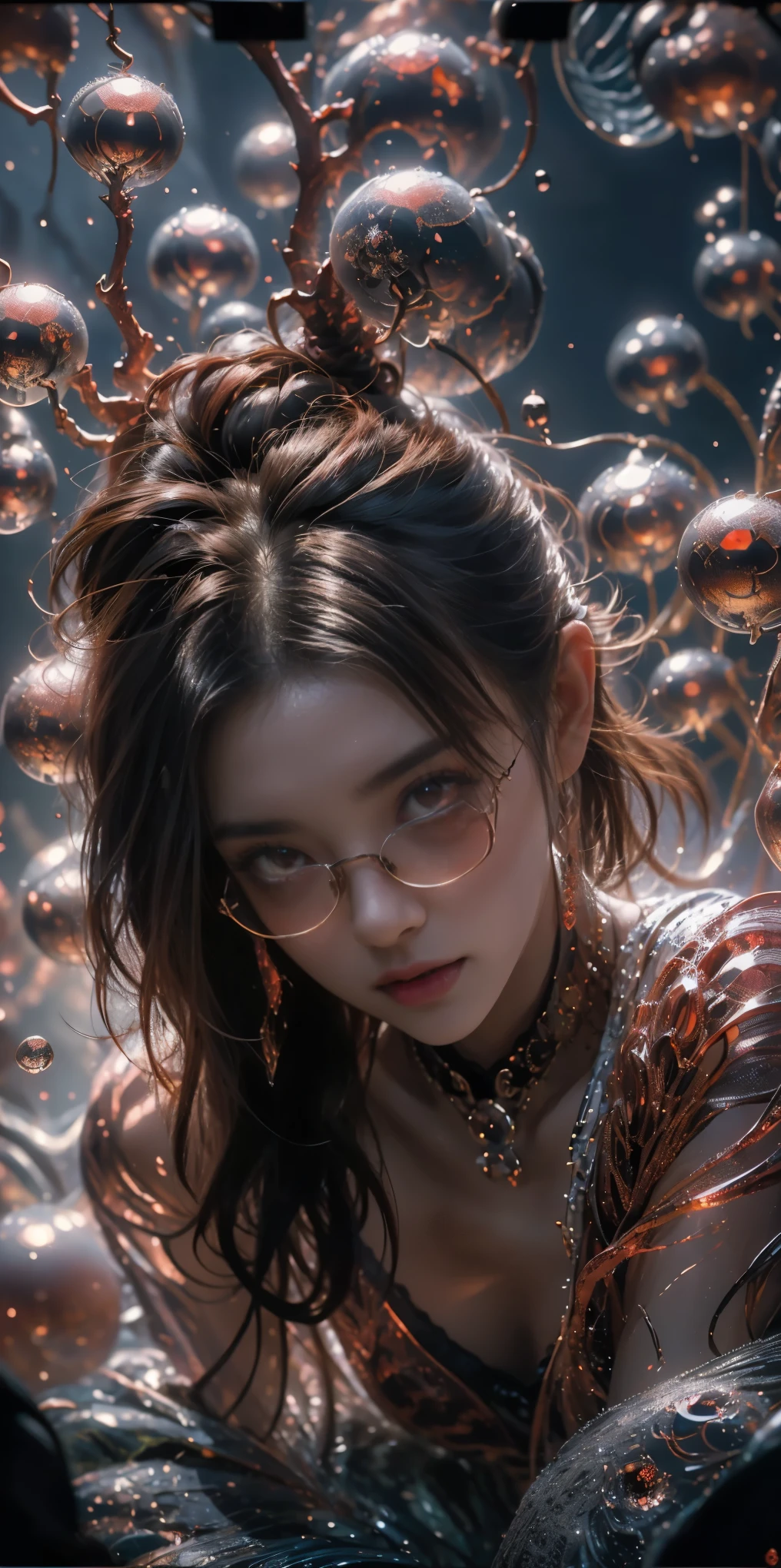 (The best illustrations)、realisitic、ultra-detailliert、The best lighting、Best Shadows、alluring succubus, ethereal beauty, perched on a cloud, (fantasy illustration:1.3), enchanting gaze, captivating pose, delicate wings, otherworldly charm, mystical sky, (Luis Royo:1.2), (Yoshitaka Amano:1.1), Dungeon and Dragon、caves、Dungeon、 A Necromancer、natta、Dark style、Succubus、Devil's Daughter、Bat Wings，(((Demon Hornlack-rimmed round glasses))))、(red eyes glowing:1.6)、​beautiful countenance、Tindall Effect、(High Detail Skins:1.2) absurderes、Ponytail distortion、jewely、Beautiful expression、Toned waist、Wide buttocks、Tindall Effectmasuter piece、top-quality、Highest Standards、Top image quality、masutepiece、intricate detailes、High resolution、Depth Field、natural soft light、profetional lighting、Great smile、(High Detail Skin: 1.2)、photorealistic anime girl render、Strong highlights of the eyes、Perfect ???????、crotch open、Shy、Spreading your legs、Panties are visible、Skirt flipping、Body shiny with oilerectile nipple))、8K resolution、intricate clothing、Intricate details