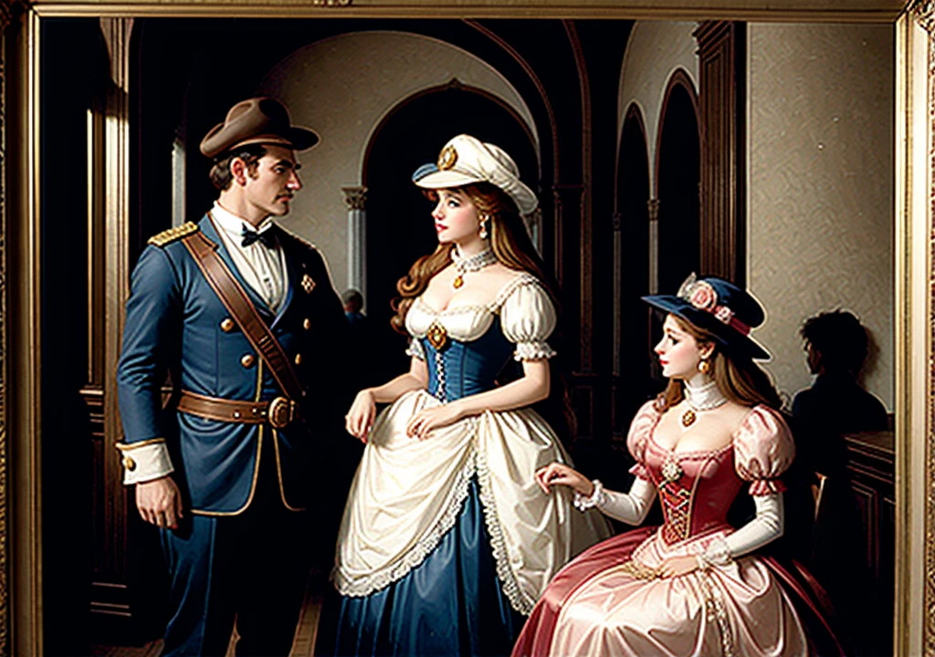 digital art mario and princess peach in a historical painting